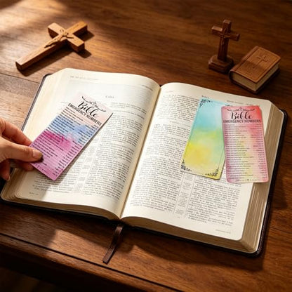 120 Pcs Colorful Bible Emergency Numbers Bookmark Christian Bookmarks Bible Verse Bookmarks for Church Welcome Gifts Sunday School Prayer Reading Rewards 2.3 x 5.3inch - color: Colorful