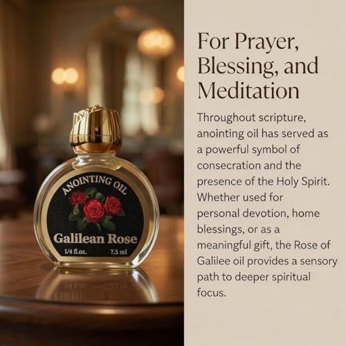 Rose of Galilee Anointing Oil for Prayer & Worship - Biblical Scented Oil for Home Altar & Church - Christian Gift from Holy Land (1/4 fl. oz - 7.5 ml) - color: 1/4 Fl. Oz - 7.5 Ml