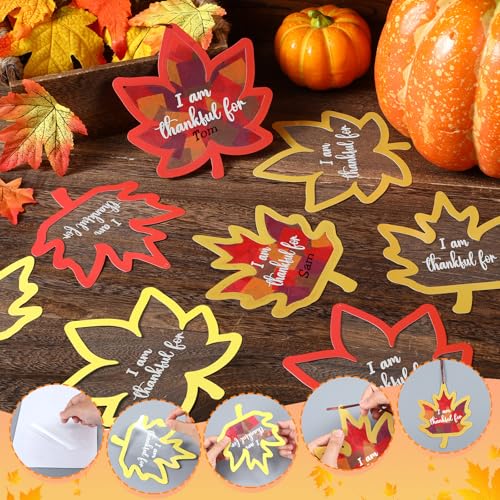 Chiisong 24 Sets Fall Maple Crafts Kit DIY Maple Leaf Suncatcher Craft Kit - style: Fall Maple