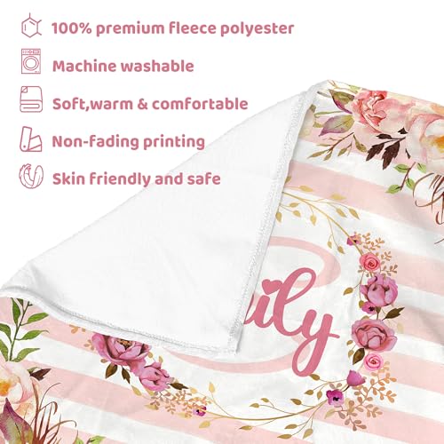 Personalized Flower Blanket for Girls with Name - color: Floral Name-c