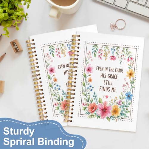 Christian Floral Bible Verse Notebook Journal for Women, 5.5x8.3 - color: white-Floral Bible Verse