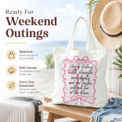 Christian Canvas Tote Bag, Bible Verse Reusable Shopping Bag - color: Bible-2