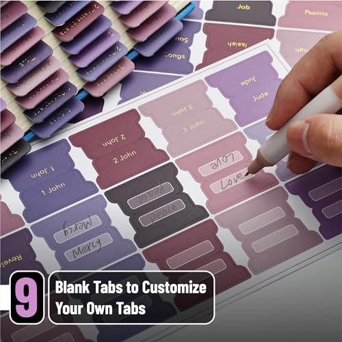 Mr. Pen- Bible Tabs, 75 Tabs, Berry Bloom, Gold Foil Embossed Lettering - color: Berry Bloom
