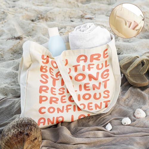 Aesthetics Canvas Tote Bag - Art Design Gift for Women, Reusable Purse Tote Bag with Inner Zip Pocket - style: You Are