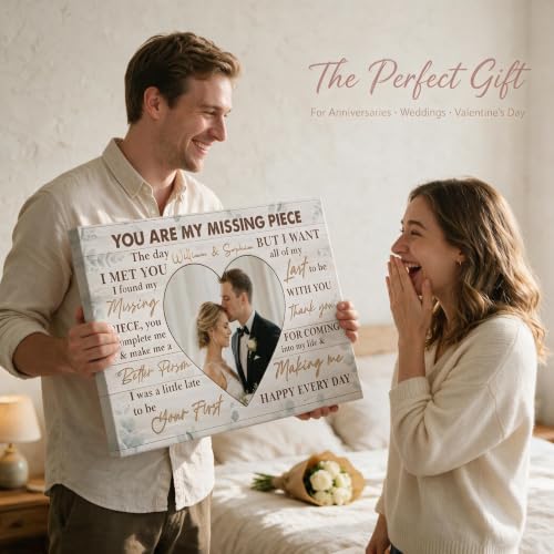 Ipplee Custom Couples Framed Canvas Print, You Are My Missing Piece - color: Design07