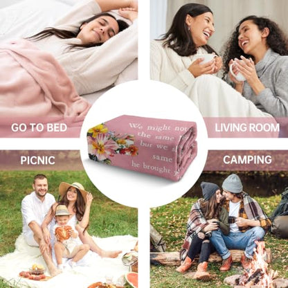Christian Gifts for Women, Sister in Christ Floral Cross Blanket - color: Dusty Pink