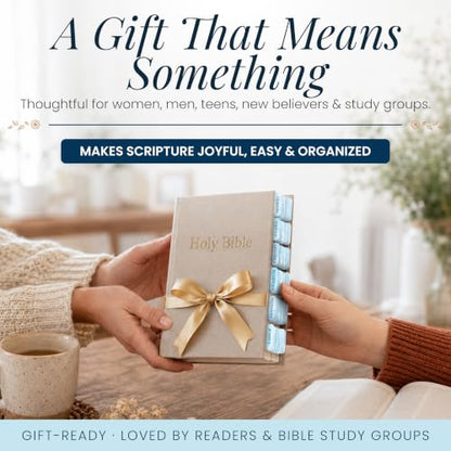 90 Christian Bible Tabs for Women, Men, Kids - Sky Blue Marble - color: Sky Blue Marble