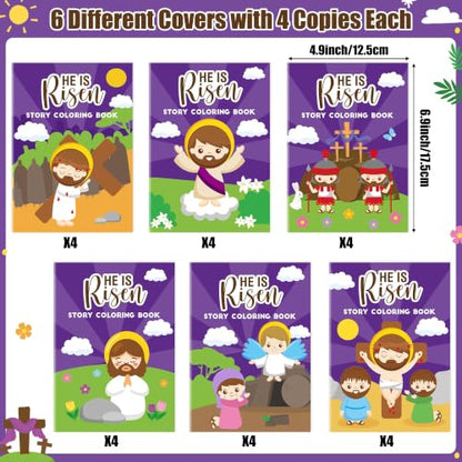 Bulk He is Risen Coloring Books,24Pcs Easter Story Drawing Booklet for Kids - style: Easter