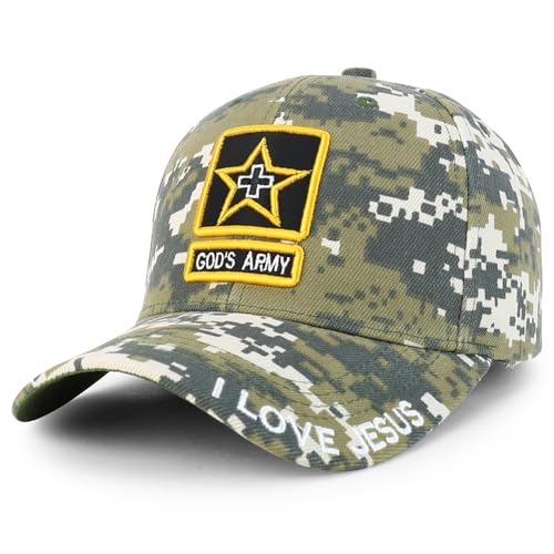 Trendy Apparel Shop Only Jesus Praying Hand Embroidered Christian Ball Cap - color: Digital Camo 2