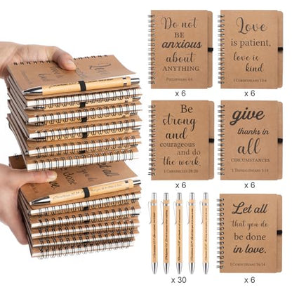 60 Pcs/30 Set Christian Gifts Spiral Notebooks Bulk Journals with Christian Pens Prayer Journal for Women and Men, Father Day Gifts for Church Members, Bible Study Groups & Religious Families,Small Notepad (4.33" x 5.43") - size: 30 Set