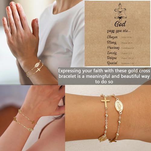COLOYAN 9PCS Rosary Gold Beads Bracelet for Women - color: B