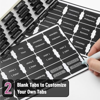 Mr. Pen- Laminated Bible Tabs, 75 pcs, Easy-to-Read & Apply - color: Black