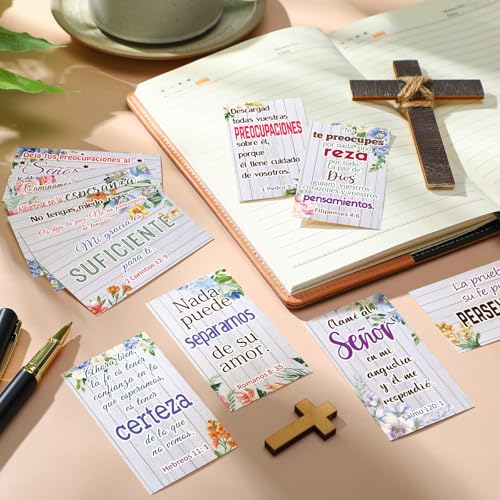 240 Pcs Bible Verse Cards in Spanish Prayer Greeting Card Retro - style: Retro