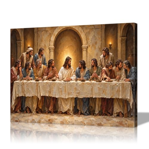 Impressionist Last Supper Wall Decor Religious Wall Art Jesus Picture - color: Art-03, size: 36"L x 24"W