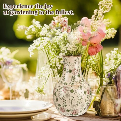 LemonRoad Vintage Ceramic Flower Vase 5.7 Inch Chinoiserie Ice Cracked Glaze Porcelain Vase Rustic Ceramic Large Centerpieces for Home Table Living Room Bookshelf Office(Plum Blossom Style) - style: Plum Blossom Style