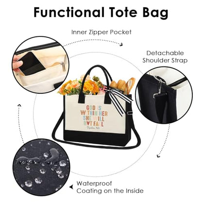 Inspirational Canvas Tote Bag - Christian Gift Bible Verse Handbag - style: Christian