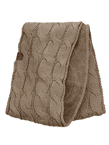 C.C Women's Winter Cable Knit Sherpa Lined Warm Infinity Pullover Scarf - color: Taupe