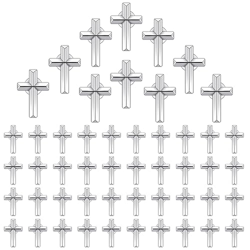 Jexine 50 Pcs Small Cross Lapel Pins Bulk, Religious Enamel Pin - color: Silver