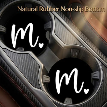 2PCS Initial P Car Cup Holder Coasters Neoprene Universal 2.75" - color: Initial P