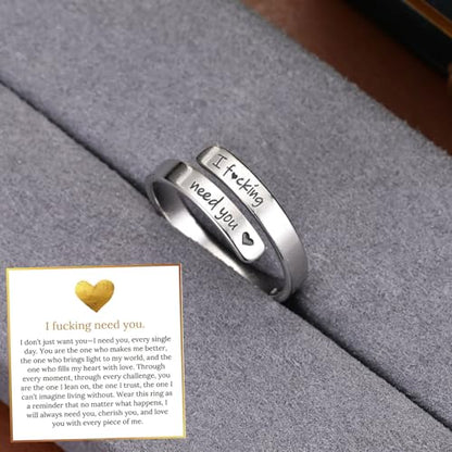 Faith Over Fear Cross Inspirational Rings for Women Daughter, Christian Blessed Hope Love Encouragement Rings Adjustable Open Tiny Purity Wrap Thumb Cross Ring Jewelry Graduation Cocktail Party - color: I fcking need you