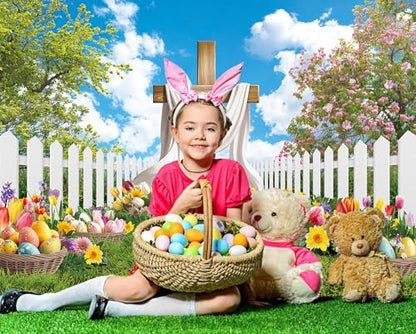 Easter Backdrop He is Risen Backdrop Religious Jesus Cross Photo Background - size: 7x5FT（210x150cm）