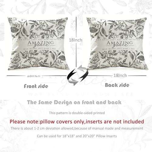 Christian Amazing Grace Hymn Pillow Cover 18x18 - color: White-flower