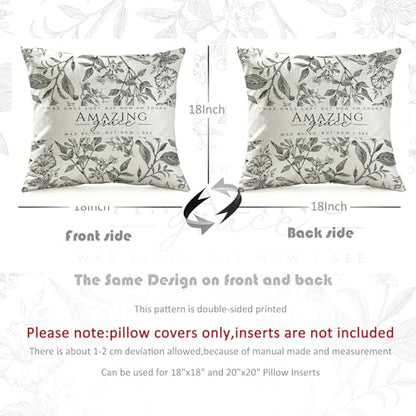 Christian Amazing Grace Hymn Pillow Cover 18x18 - color: White-flower