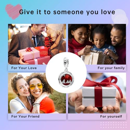 LUXILLA 925 Sterling Silver Charm Golden Family Tree Sparkling Cross Cute Dragon Charms Fits Bracelets Necklace Pendant Bead Jewelry Gift for Women Family Friends - color: Glow-in-the-dark Upside Down Charm