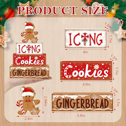 Britimes Tiered Tray Decor Set, 4 Pack, Wooden, Christmas Gingerbread - style: Icing Gingerbread