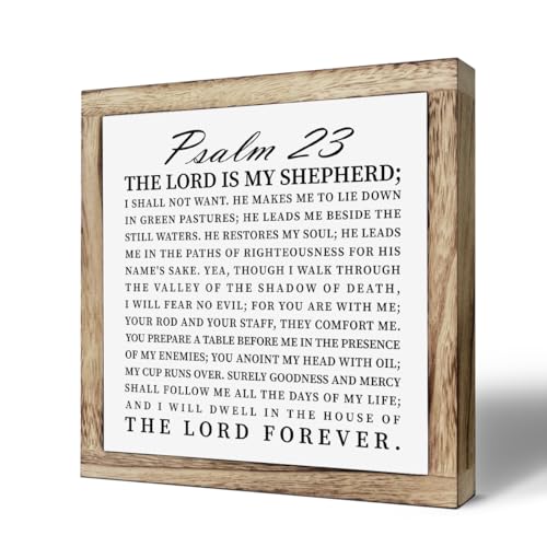 Scripture Sign, The Lord is My Shepherd Sign, Wooden Plaques Box Signs, Christian Desk Sign, Spiritual Table Decor Sign, Bible Verse Decor, Religious Artwork, Shelf Decoration, Living Room Decor - color: Christian 17