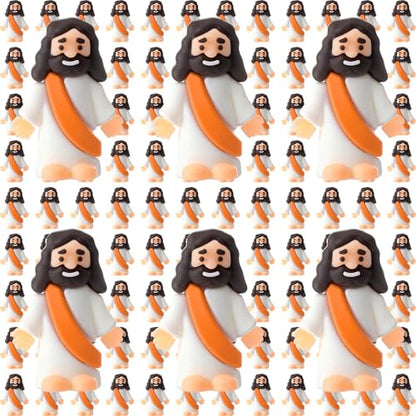 Barydat 100 Pcs Little Jesus Figures, Halloween Prank Props, Orange - color: Orange