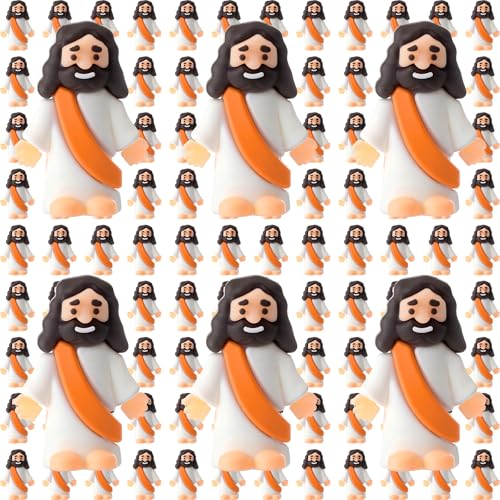 Barydat 100 Pcs Little Jesus Figures, Halloween Prank Props, Orange - color: Orange