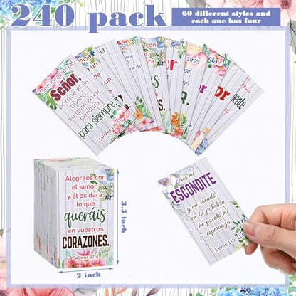 240 Pcs Bible Verse Cards in Spanish Prayer Greeting Card Retro - style: Retro