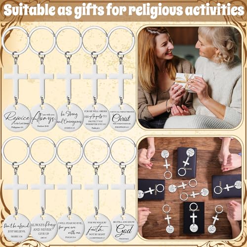 Huquary Cross Bible Verse Religious Keychain Bulk Christian Positive Inspirational Faith Gift for Guests Man Women