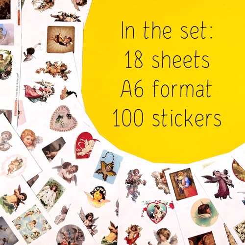 100Pcs Angel Stickers Vintage - Angel Decals for Laptop, Scrapbooking, Crafts, Envelopes, Gifts for Women & Men - color: Angel Stickers Vintage
