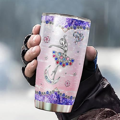 WAZONE Personalized Dancing Tumbler With Name Stainless Steel Insulated Travel Mug 20oz 30oz Jewelry Style Ballet Dancer Customized Gifts Birthday Present For Girls Her Dance Lover Custom Cup - color: Dancing