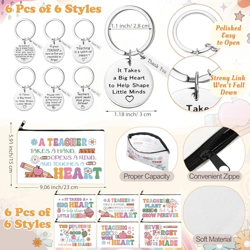 Funnymoom 24 Pcs Back to School Teacher Appreciation Gift from Students 2026 Thank You Gifts Bulk Pastel 24 oz Inspirational Plastic Tumbler Cup Makeup Cosmetic Bag Crew Sock Keychain for Retirement - style: Bright Teacher