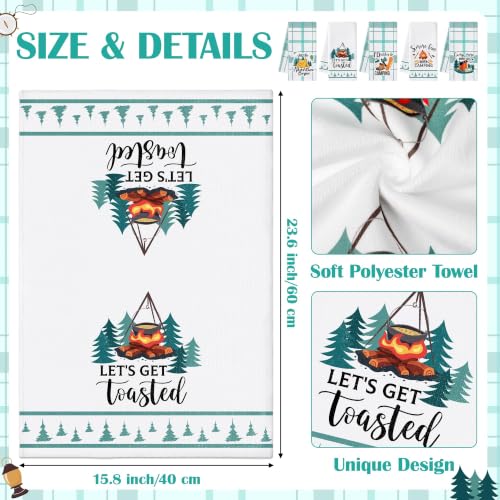 R HORSE 5 Pack Funny Camping Kitchen Dish Towels - color: Camping