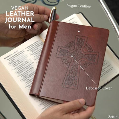 SETTINI® Vegan Leather Journal Gift Set with Pen 192 Pages, Celtic Cross - color: Celtic Cross