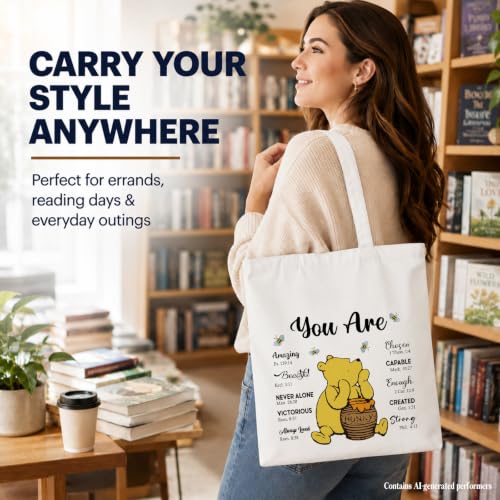 Cute Pooh Bear Aesthetic Reusable Tote Bag, Funny Gifts for Women Friends - color: You