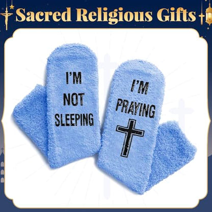 HAPPYPOP Christian Gifts - Christian Faith Religious Gifts, Jesus Socks for Christian - color: Praying Blue