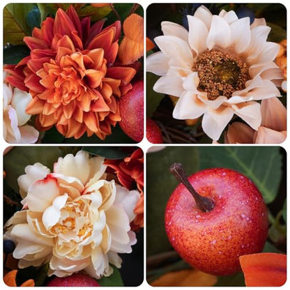 24 Inch Fall Wreaths for Front Door, Apple Wreath Artificial Autumn Wreath - color: Orange3