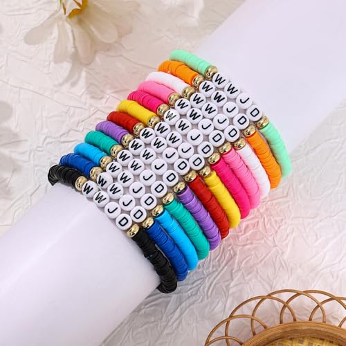 24Pcs Jesus Loves You Bracelets Bulk Handmade Clay Beads Bible Verse Bracelets Christian Friendship Jewelry Christmas Easter Gifts for Women Teen - color: WWJD 24-4