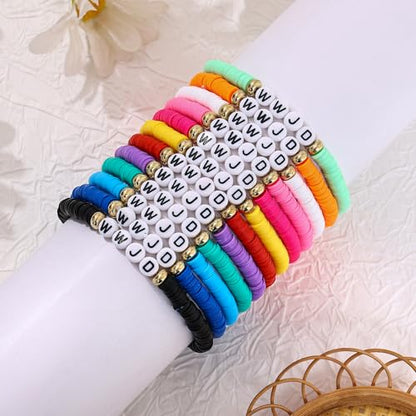 24Pcs Jesus Loves You Bracelets Bulk Handmade Clay Beads Bible Verse Bracelets Christian Friendship Jewelry Christmas Easter Gifts for Women Teen - color: WWJD 24-4