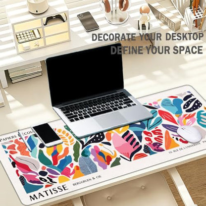 UTELKA Abstract Computer Desk Mat Matisse Boho Mouse Pad 31.5x11.8 - color: Matisse Colorful Mats, size: 31.5L x 11.8W inches