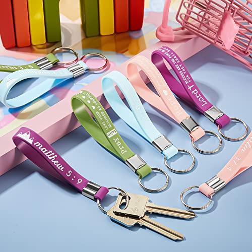 Sureio 24/48/100pcs God Father Christian Gifts Keychains Bulk with Bible Scripture Inspirational Keychains Church Vbs Gift - color: Bright Colors