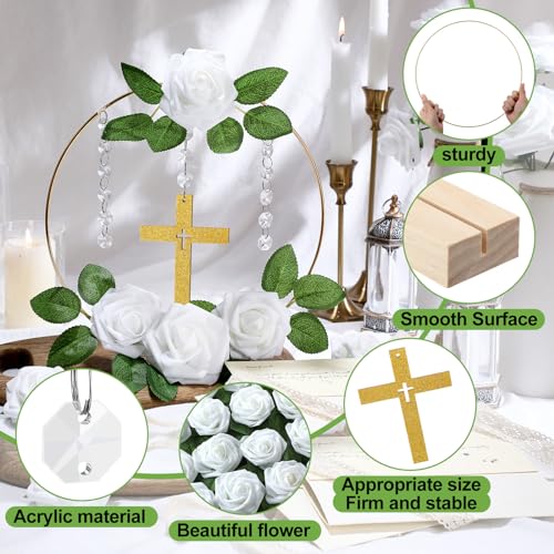 Sintuff 72 Pcs Baptism Table Centerpieces Decorations, Gold - color: Gold