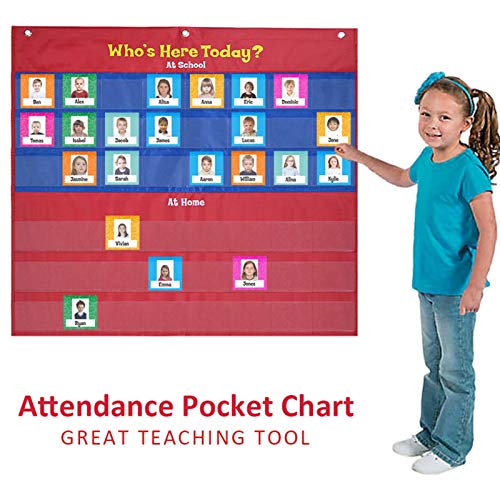 A/R Classroom Attendance Chart, Who is Here Today - Helping Hands Pocket Chart for Classroom,Classroom Organization Teacher Accessories for Preschool Sunday School Kindergarten Daycare