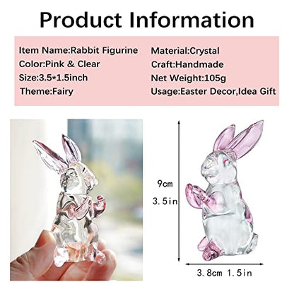 3.5'' Crystal Rabbit Figurine Collectibles Spring Easter Bunny Decorations - style: Pink Rabbit