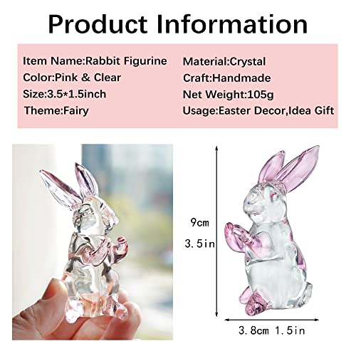 3.5'' Crystal Rabbit Figurine Collectibles Spring Easter Bunny Decorations - style: Pink Rabbit
